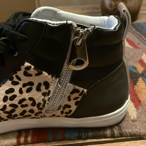Vintage Havana black/leopard print hightop sneaker sz 9 women’s - Picture 6 of 12